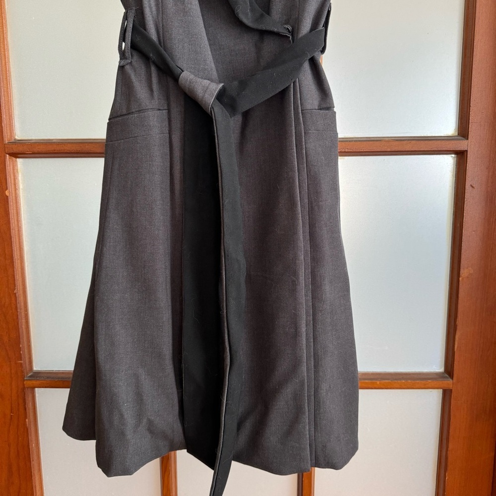 PREMISE ELEGANT A-LINE DRESS. WRAP STYLE ZIPPER UNDERNEATH THE WRAP FLAP BELT - Picture 15 of 16